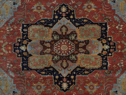 Heriz Heriz hand-knotted wool rug in Red & Midnight Blue, 11'11" x 18' — SKU O092429 (view 8)
