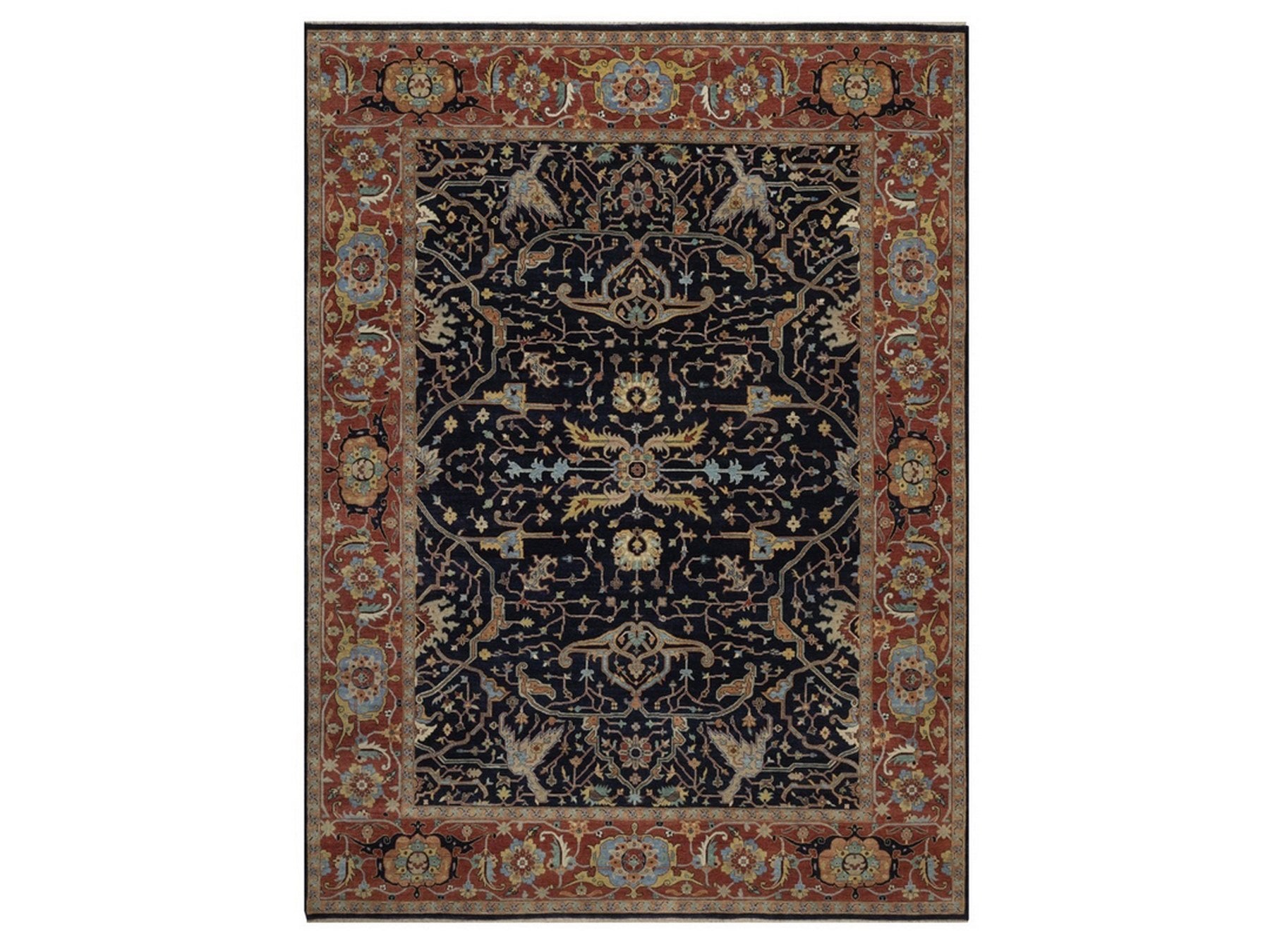 Blue 9'0" x 12'1" Heriz Hand knotted Wool Rug - Sku: O092431