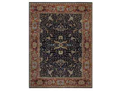 Blue 9'0" x 12'1" Heriz Hand knotted Wool Rug - Sku: O092431