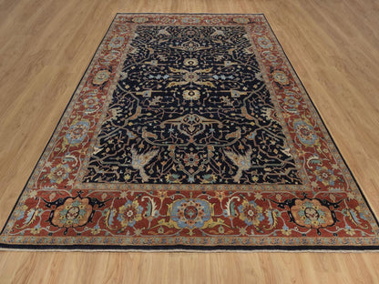 Blue 9'0" x 12'1" Heriz Hand knotted Wool Rug - Sku: O092431