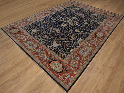 Blue 9'0" x 12'1" Heriz Hand knotted Wool Rug - Sku: O092431