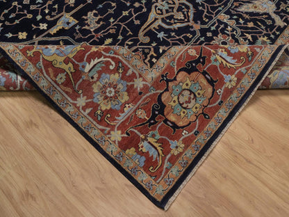 Blue 9'0" x 12'1" Heriz Hand knotted Wool Rug - Sku: O092431