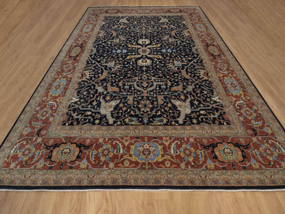 Blue 12'2" x 14'10" Heriz Hand knotted Wool Rug - Sku: O092432