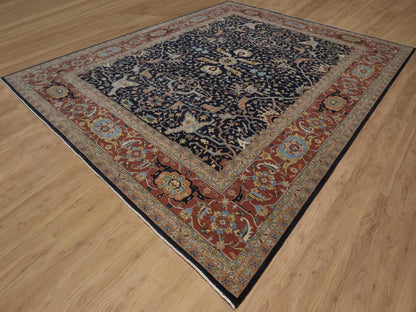 Blue 12'2" x 14'10" Heriz Hand knotted Wool Rug - Sku: O092432