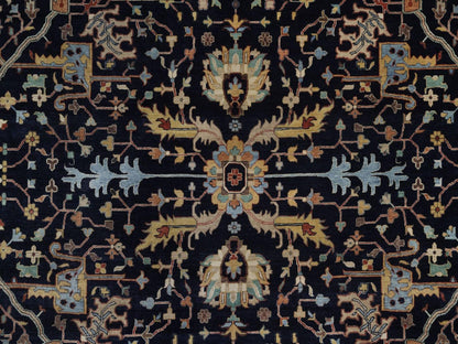 Blue 12'2" x 14'10" Heriz Hand knotted Wool Rug - Sku: O092432