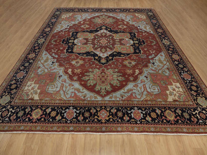 Heriz Heriz hand-knotted wool rug in Red & Midnight Blue, 12' x 12'2" — SKU O092433 (view 2)