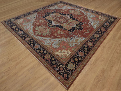 Heriz Heriz hand-knotted wool rug in Red & Midnight Blue, 12' x 12'2" — SKU O092433 (view 3)