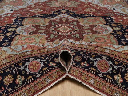 Heriz Heriz hand-knotted wool rug in Red & Midnight Blue, 12' x 12'2" — SKU O092433 (view 5)