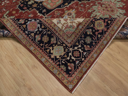Heriz Heriz hand-knotted wool rug in Red & Midnight Blue, 12' x 12'2" — SKU O092433 (view 6)
