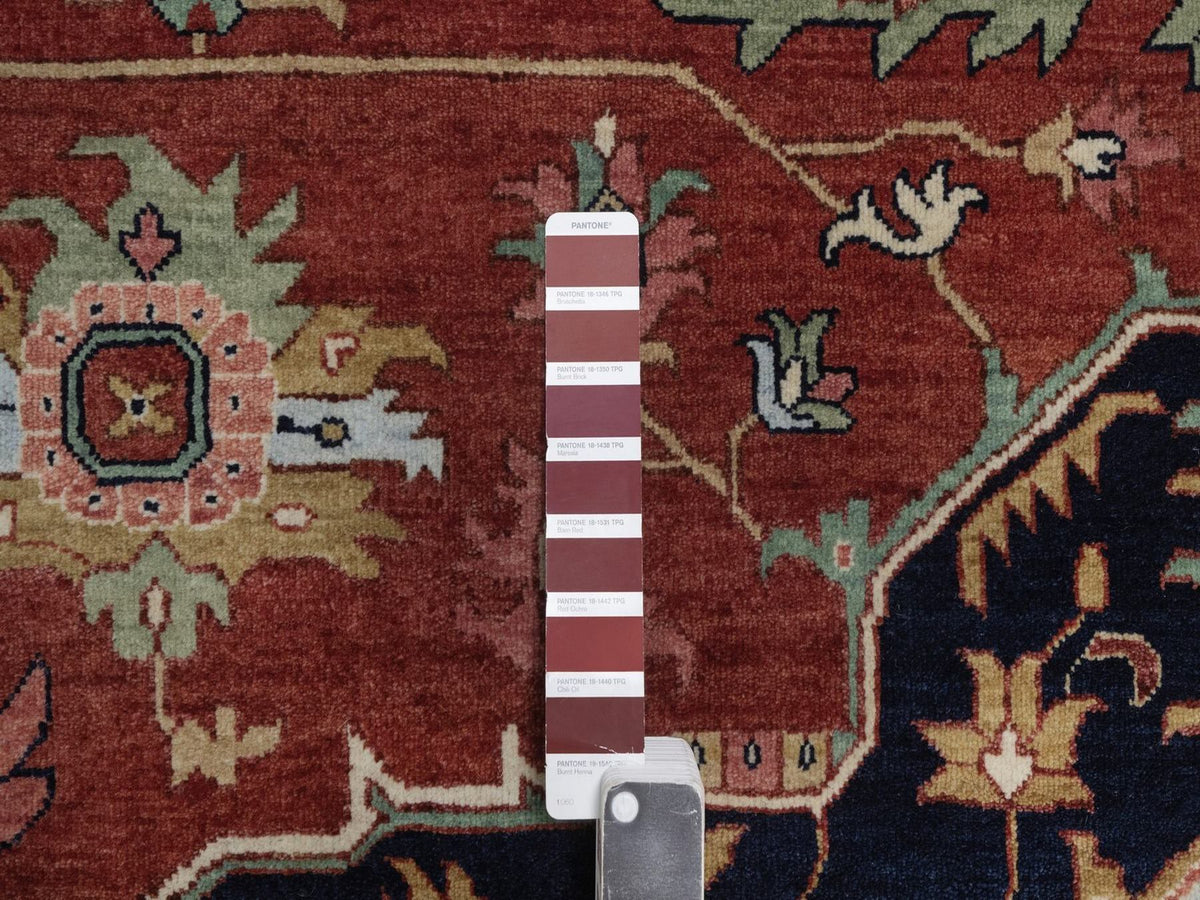 Heriz Heriz hand-knotted wool rug in Red & Midnight Blue, 12' x 12'2" — SKU O092433 (view 7)