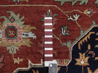 Heriz Heriz hand-knotted wool rug in Red & Midnight Blue, 12' x 12'2" — SKU O092433 (view 7)