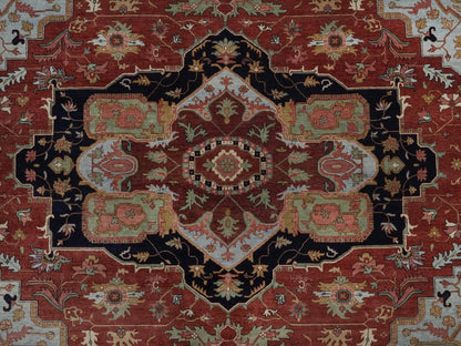 Heriz Heriz hand-knotted wool rug in Red & Midnight Blue, 12' x 12'2" — SKU O092433 (view 8)