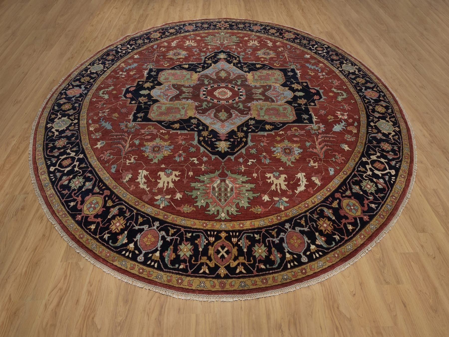 Heriz Heriz hand-knotted wool rug in Red & Midnight Blue, 11'11" x 11'11" — SKU O092435 (view 2)