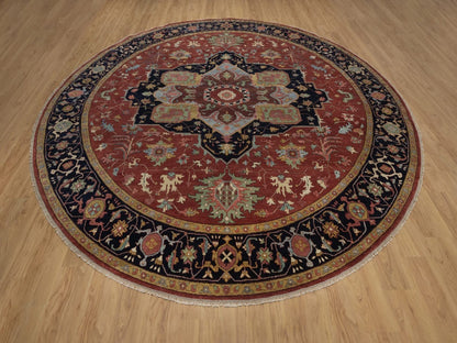 Heriz Heriz hand-knotted wool rug in Red & Midnight Blue, 11'11" x 11'11" — SKU O092435 (view 2)