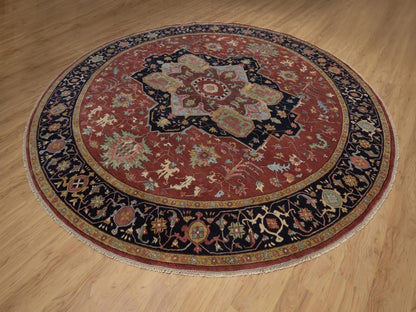 Heriz Heriz hand-knotted wool rug in Red & Midnight Blue, 11'11" x 11'11" — SKU O092435 (view 3)