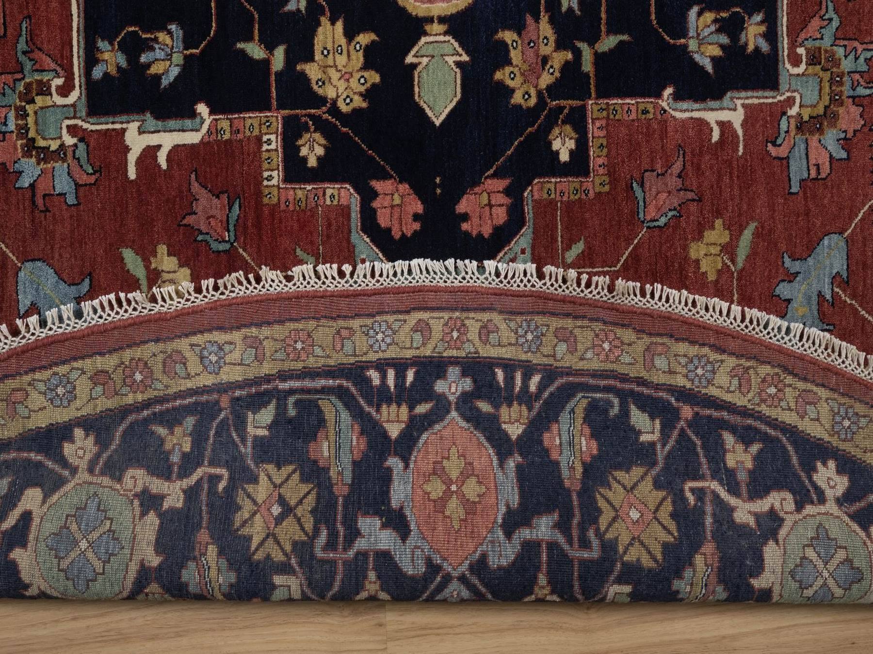 Heriz Heriz hand-knotted wool rug in Red & Midnight Blue, 11'11" x 11'11" — SKU O092435 (view 4)