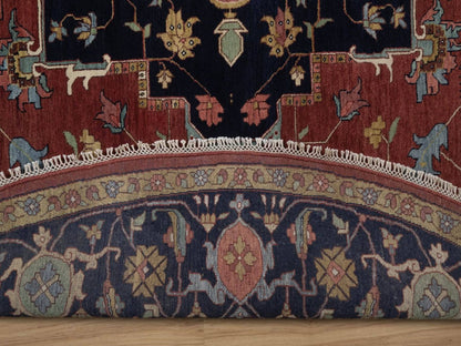 Heriz Heriz hand-knotted wool rug in Red & Midnight Blue, 11'11" x 11'11" — SKU O092435 (view 4)