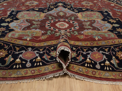 Heriz Heriz hand-knotted wool rug in Red & Midnight Blue, 11'11" x 11'11" — SKU O092435 (view 5)