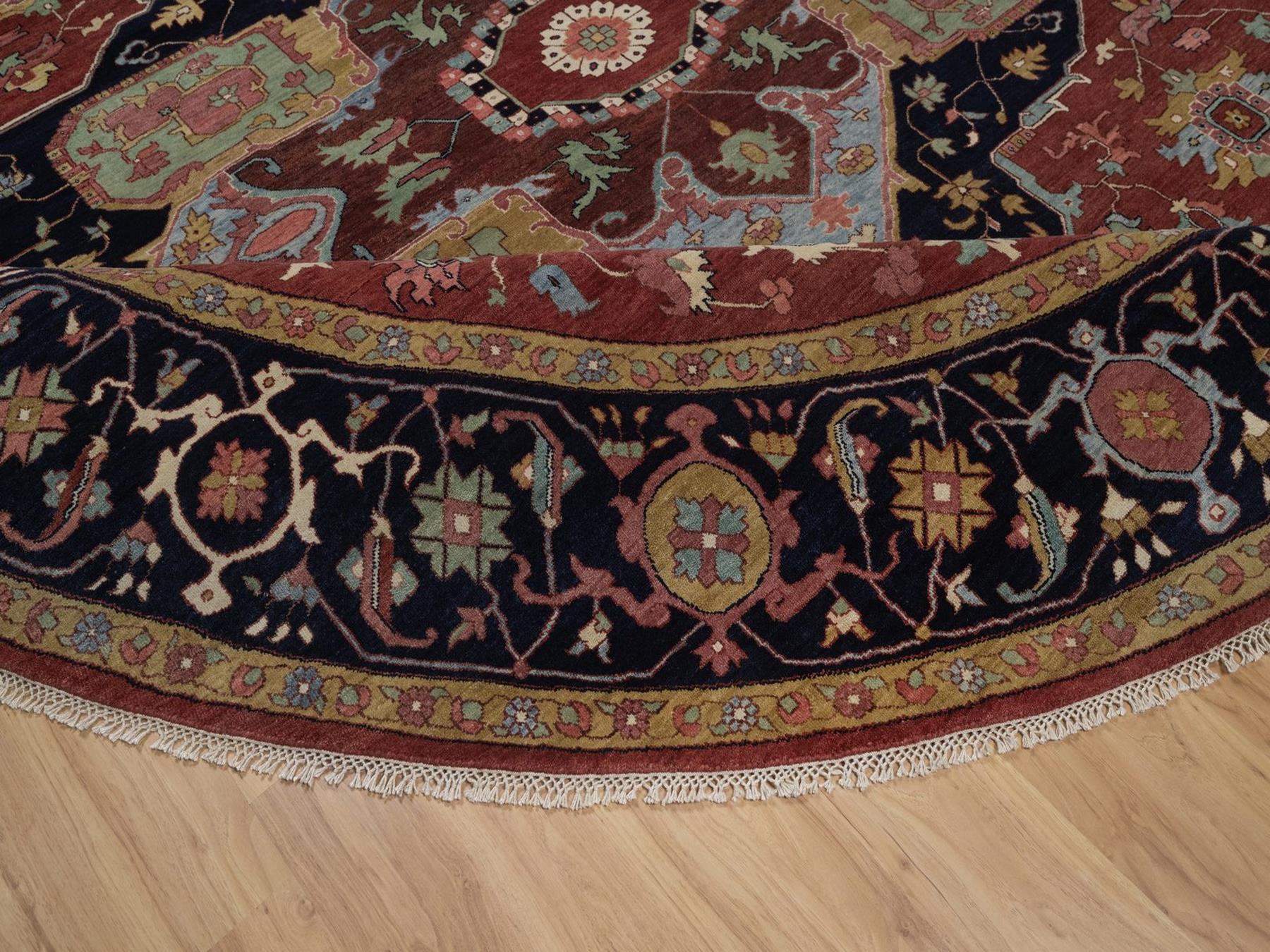 Heriz Heriz hand-knotted wool rug in Red & Midnight Blue, 11'11" x 11'11" — SKU O092435 (view 6)