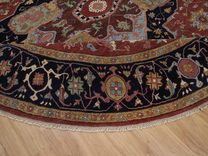 Heriz Heriz hand-knotted wool rug in Red & Midnight Blue, 11'11" x 11'11" — SKU O092435 (view 6)