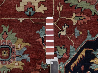Heriz Heriz hand-knotted wool rug in Red & Midnight Blue, 11'11" x 11'11" — SKU O092435 (view 7)