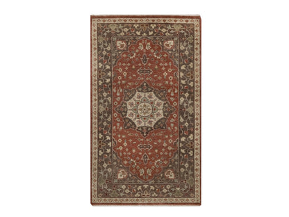 Tabriz Fine Oriental hand-knotted wool rug in Red & Brown, 2'11" x 5'1" — SKU O092437