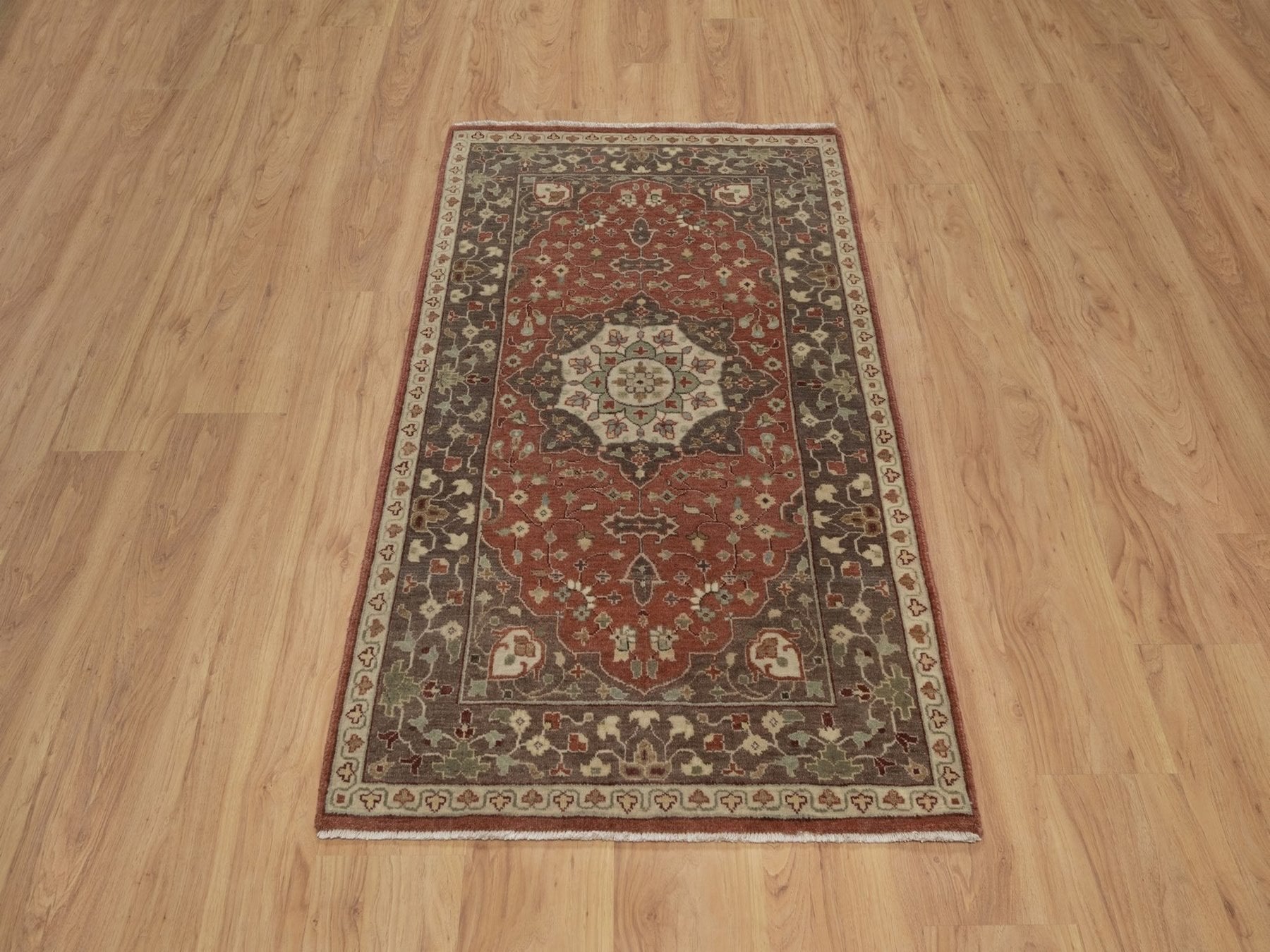 Tabriz Fine Oriental hand-knotted wool rug in Red & Brown, 2'11" x 5'1" — SKU O092437 (view 2)