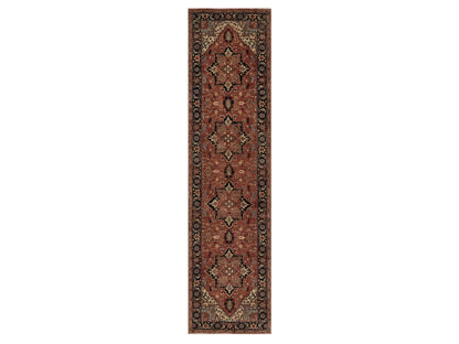 Heriz Heriz hand-knotted wool runner in Red & Midnight Blue, 2'6" x 9'11" — SKU O092438