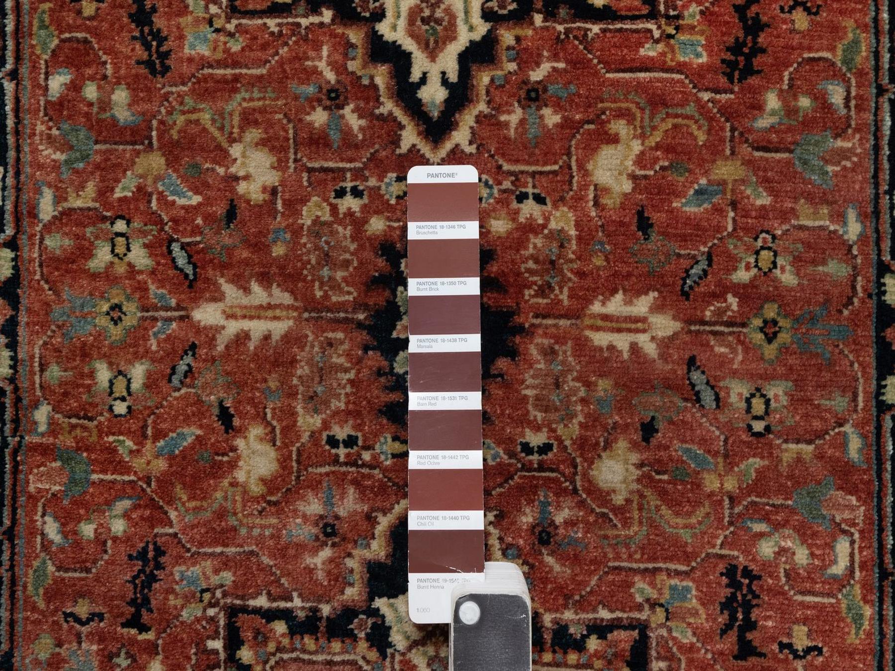 Heriz Heriz hand-knotted wool runner in Red & Midnight Blue, 2'6" x 9'11" — SKU O092438 (view 4)