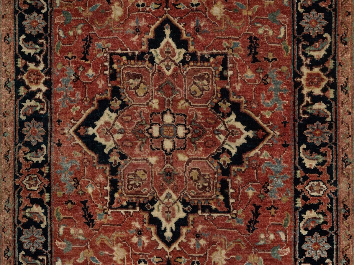 Heriz Heriz hand-knotted wool runner in Red & Midnight Blue, 2'6" x 9'11" — SKU O092438 (view 5)