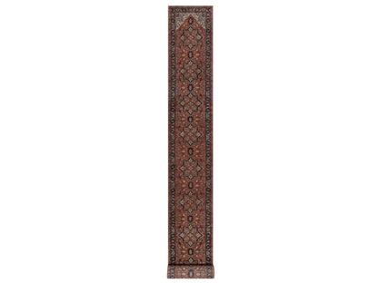 Heriz Heriz hand-knotted wool runner in Red & Midnight Blue, 2'7" x 26'1" — SKU O092439