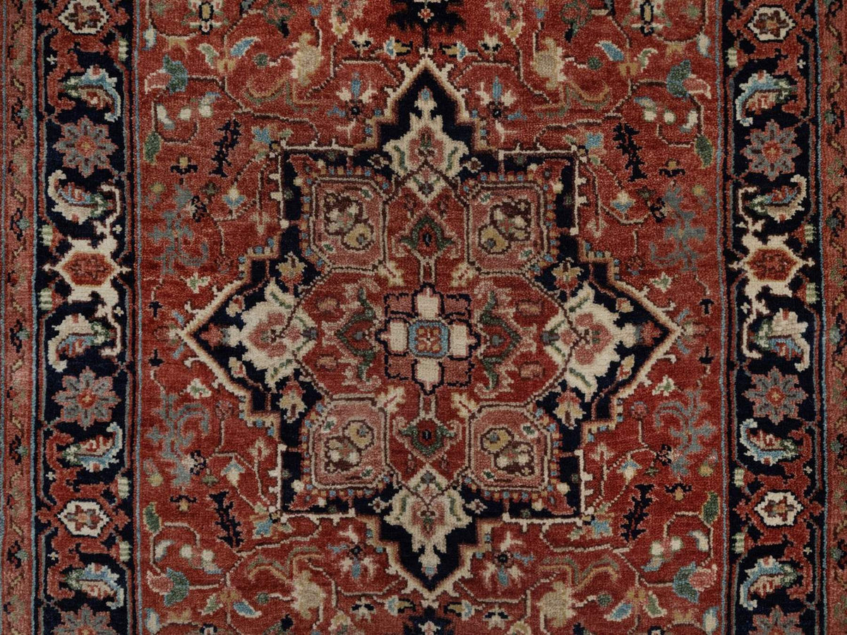 Heriz Heriz hand-knotted wool runner in Red & Midnight Blue, 2'7" x 26'1" — SKU O092439 (view 5)