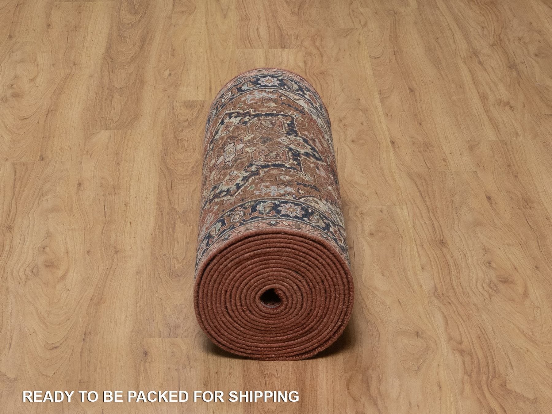 Heriz Heriz hand-knotted wool runner in Red & Midnight Blue, 2'7" x 26'1" — SKU O092439 (view 6)