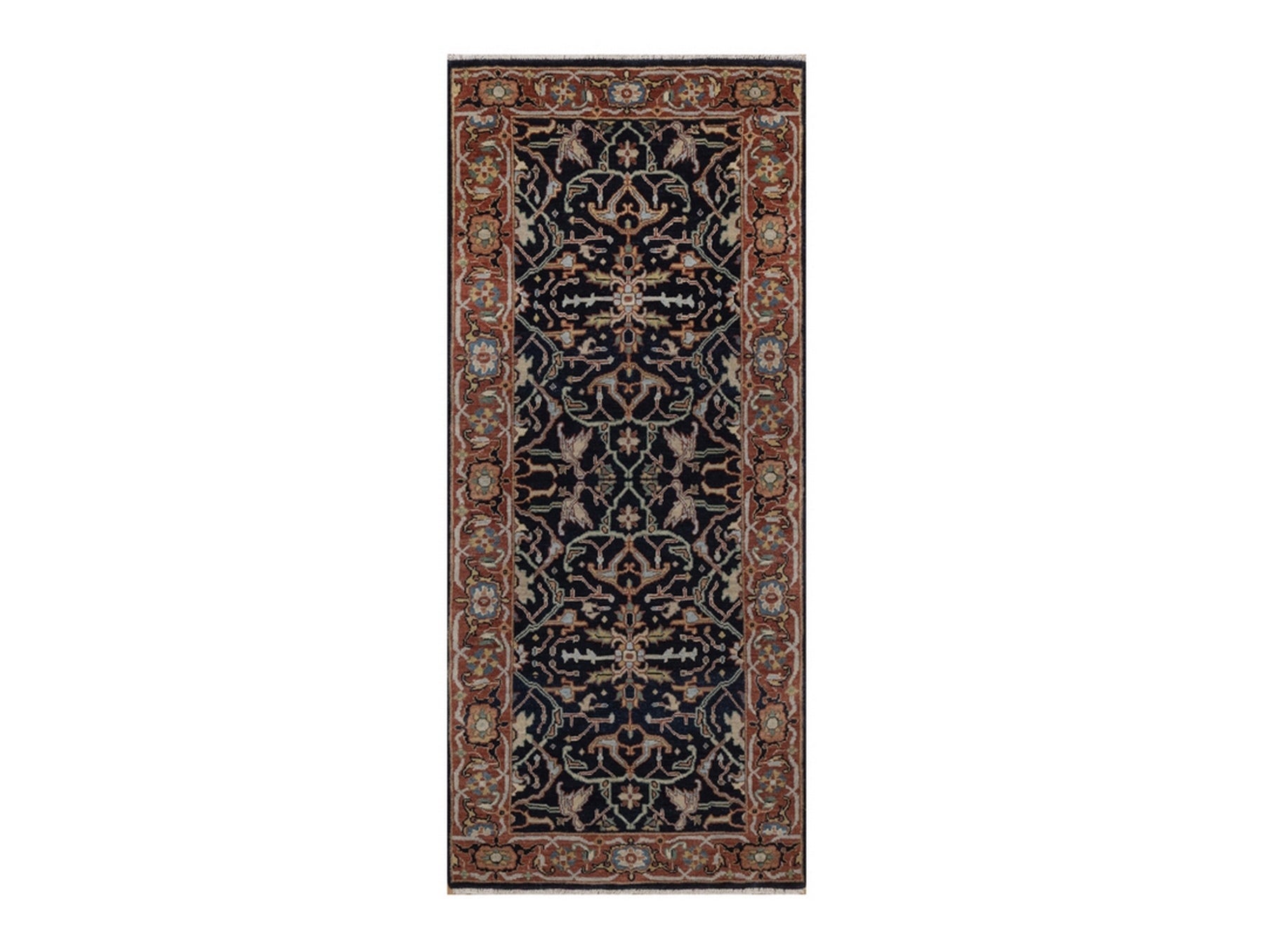 Blue 2'7" x 6'0" Heriz Hand knotted Wool Rug - Sku: O092440