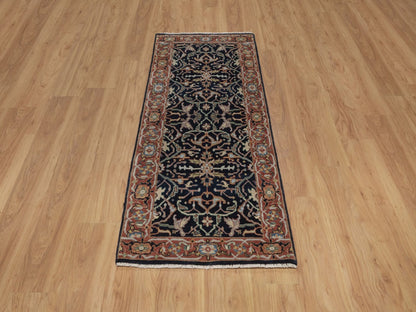 Blue 2'7" x 6'0" Heriz Hand knotted Wool Rug - Sku: O092440