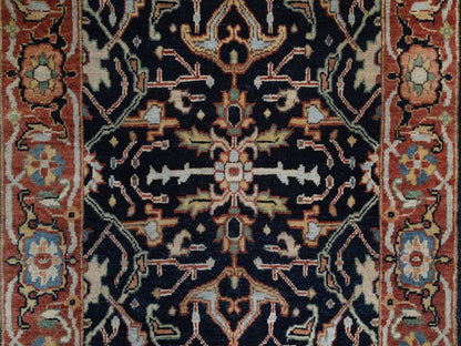 Blue 2'7" x 6'0" Heriz Hand knotted Wool Rug - Sku: O092440