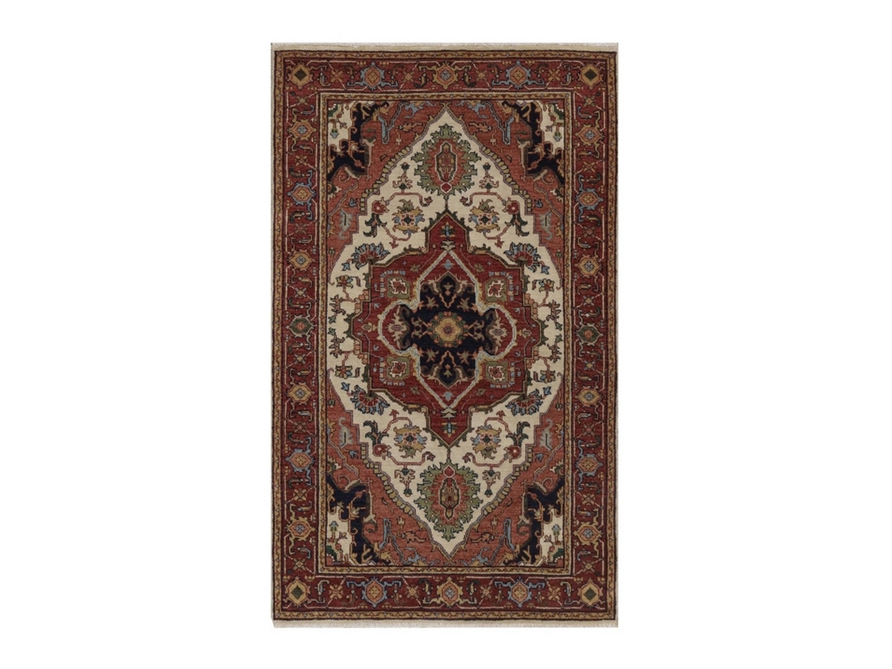 Heriz Heriz hand-knotted wool rug in Ivory & Red, 3'1" x 5'1" — SKU O092441
