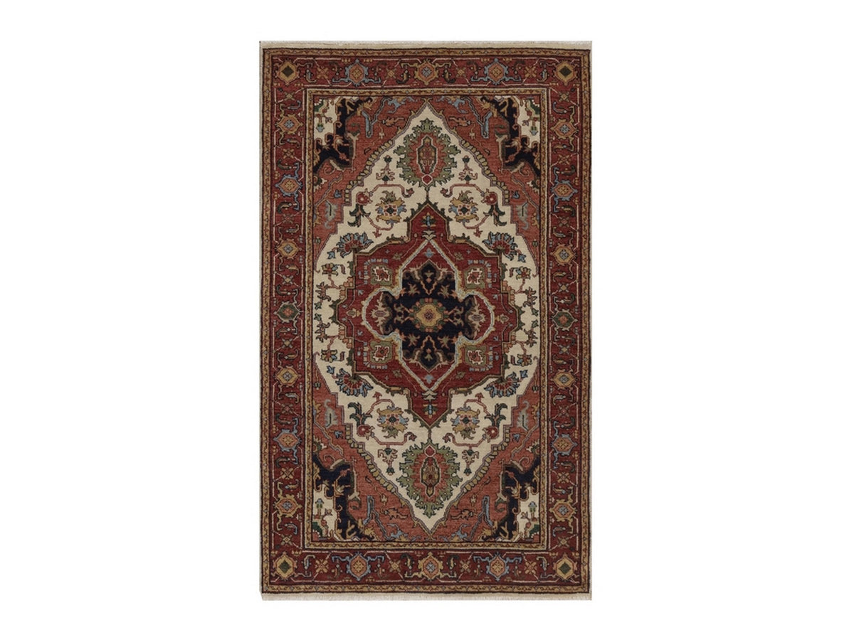 Heriz Heriz hand-knotted wool rug in Ivory & Red, 3'1" x 5'1" — SKU O092441