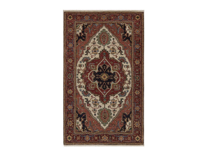 Heriz Heriz hand-knotted wool rug in Ivory & Red, 3'1" x 5'1" — SKU O092441