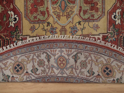 Heriz Heriz hand-knotted wool rug in Red & Ivory, 8' x 8' — SKU O092443 (view 4)