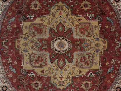 Heriz Heriz hand-knotted wool rug in Red & Ivory, 8' x 8' — SKU O092443 (view 8)