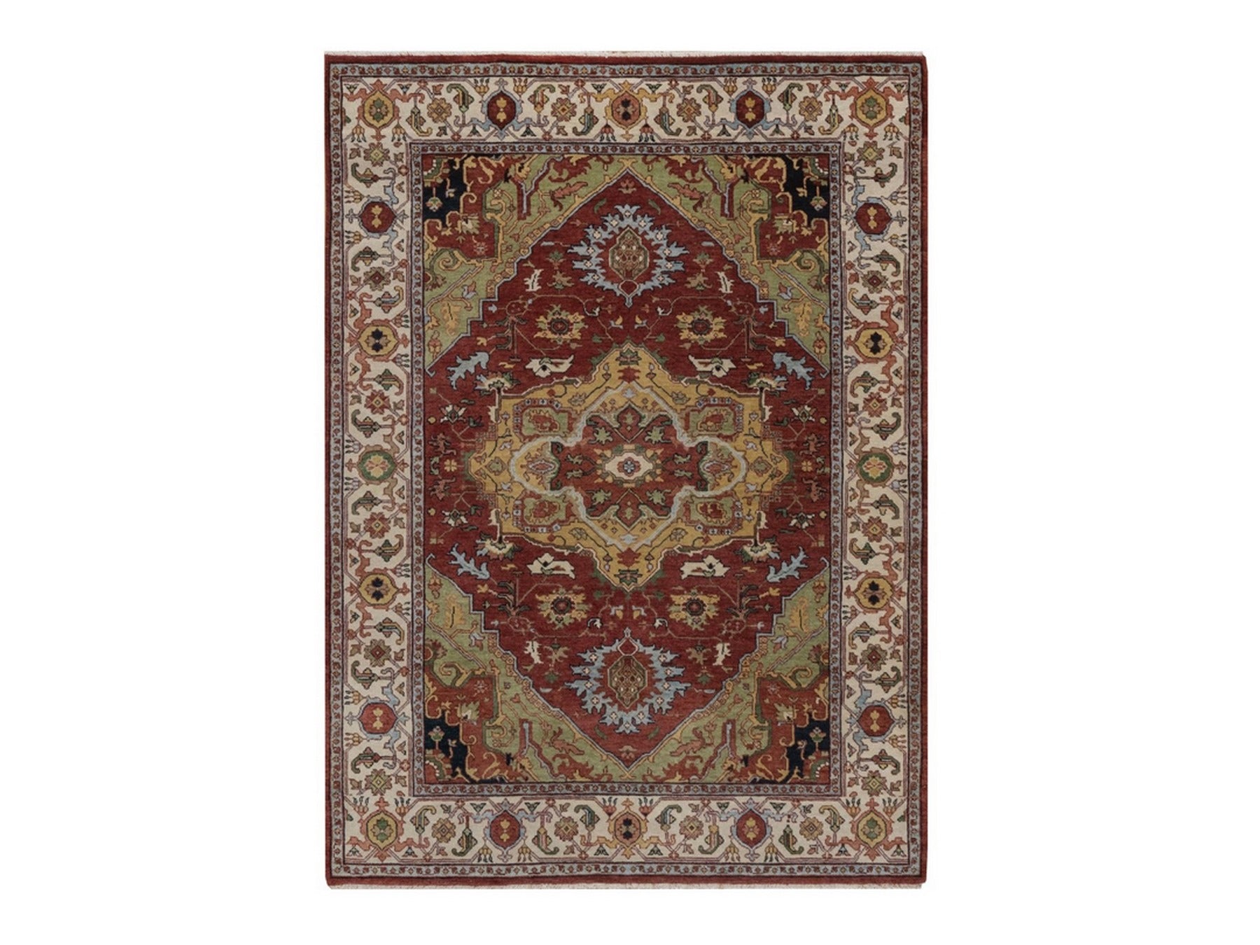 Heriz Heriz hand-knotted wool rug in Red & Ivory, 5'1" x 7' — SKU O092445