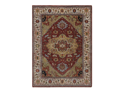 Heriz Heriz hand-knotted wool rug in Red & Ivory, 5'1" x 7' — SKU O092445
