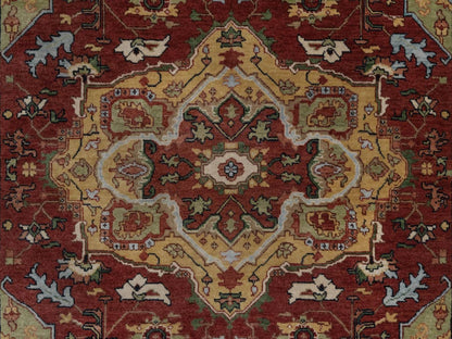 Red 5'1" x 7'0" Heriz Hand knotted Wool Rug - Sku: O092445