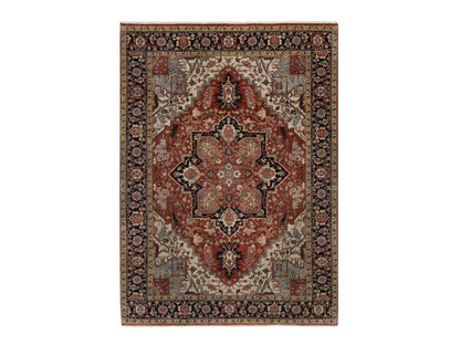 Heriz Heriz hand-knotted wool rug in Red & Midnight Blue, 5'2" x 7'2" — SKU O092447