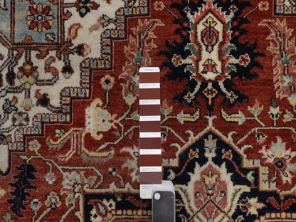 Red 5'2" x 7'2" Heriz Hand knotted Wool Rug - Sku: O092447