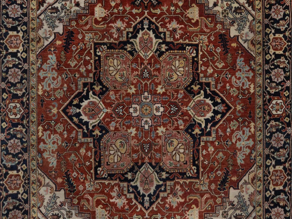 Heriz Heriz hand-knotted wool rug in Red & Midnight Blue, 5'2" x 7'2" — SKU O092447 (view 5)
