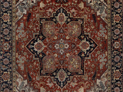 Heriz Heriz hand-knotted wool rug in Red & Midnight Blue, 5'2" x 7'2" — SKU O092447 (view 5)