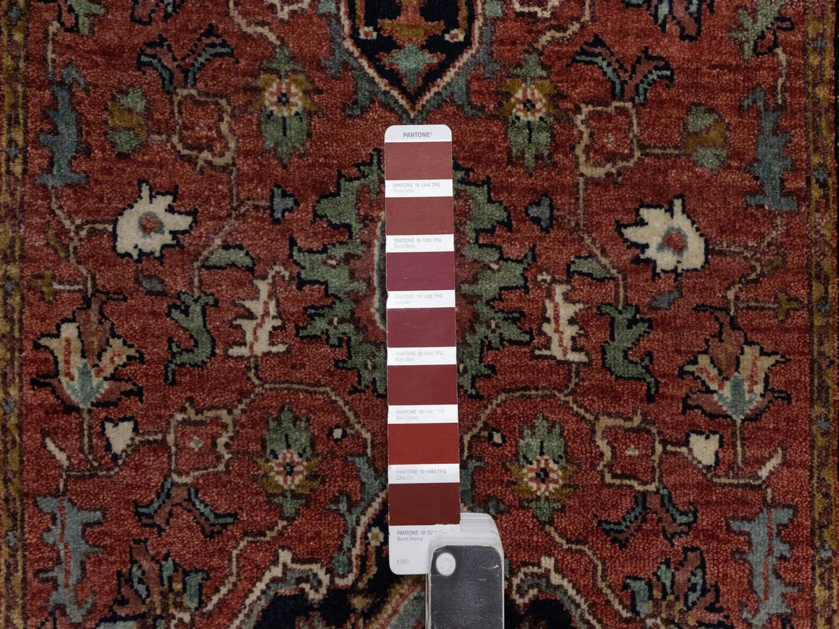 Heriz Heriz hand-knotted wool runner in Red & Midnight Blue, 2'7" x 12'1" — SKU O092449 (view 4)