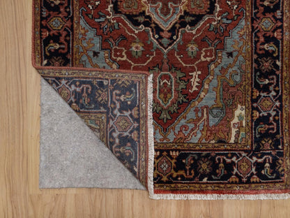 Heriz Heriz hand-knotted wool runner in Red & Midnight Blue, 2'6" x 12' — SKU O092450 (view 3)